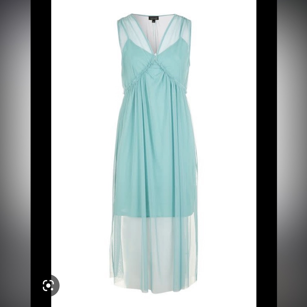 Size 6 / Topshop Turquoise Tulle Slip Dress